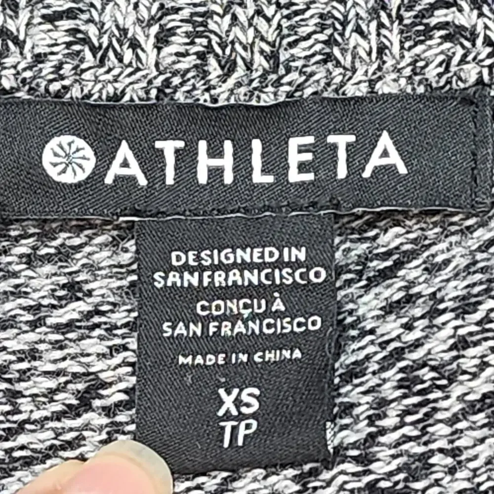 Athleta Womens Black Gray V Neck Wool‎ Cashmere Tunic Sweater Sz XS TP